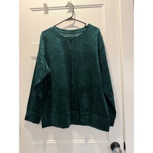 Karen Scott Sport Velour Pullover Top Women's Size XL Green